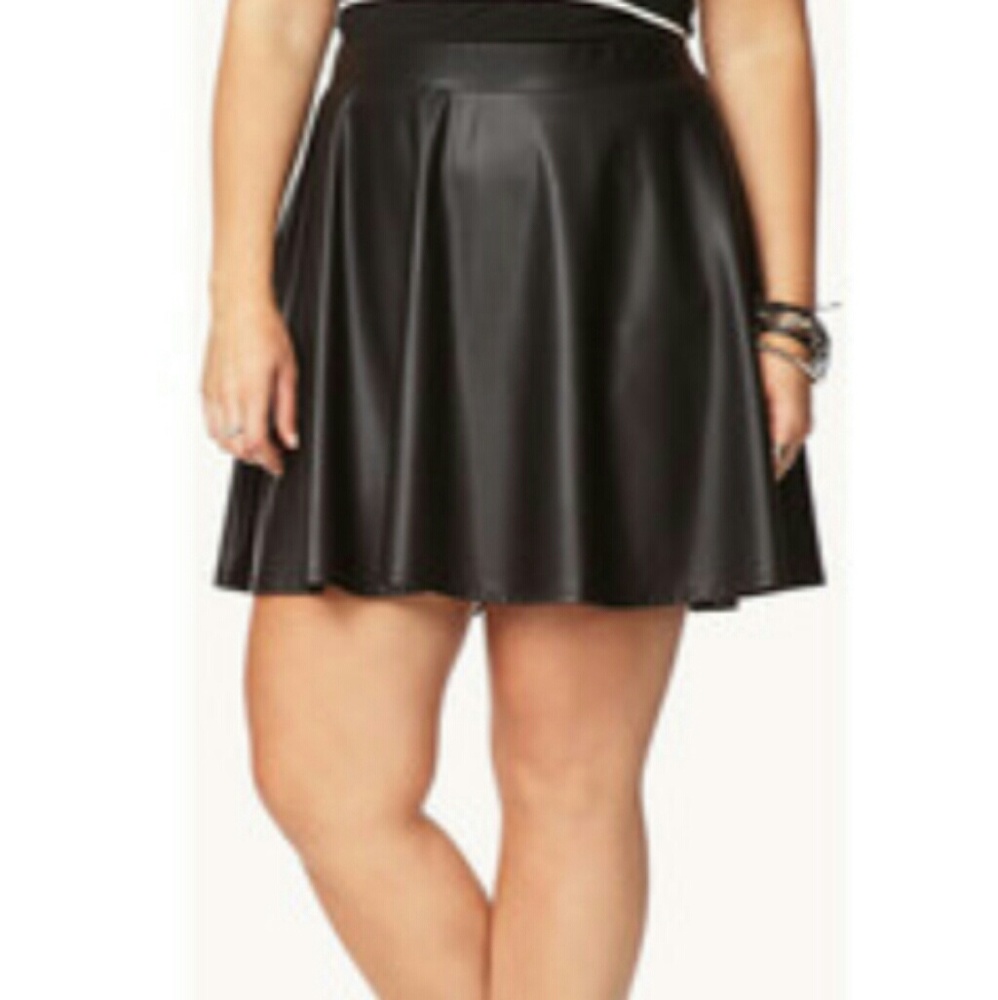 Faux Leather Skater Skirt